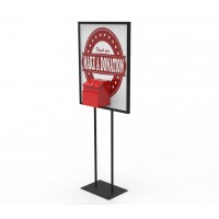 FixtureDisplays® Donation Poster Stand, Ballot Collection with Metal Lock Box Poster not included 11062 Chrome+11118-RED